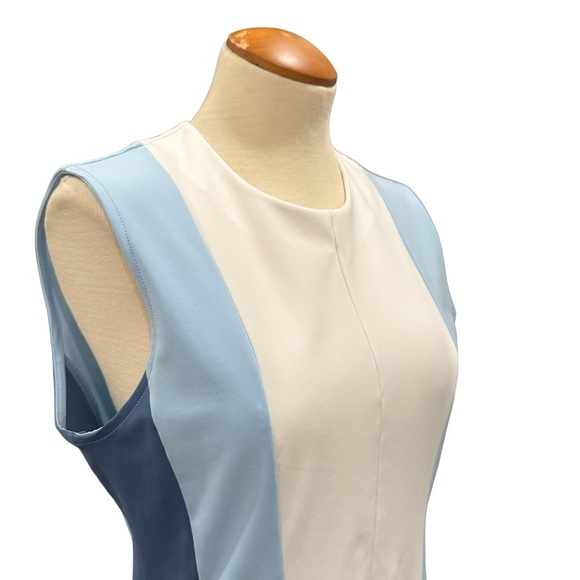 J. LINDEBERG BLUE WHITE COLOR BLOCK TANK DRESS ACTIVEWEAR ATHLEISURE TENNIS GOLF - Picture 3 of 11
